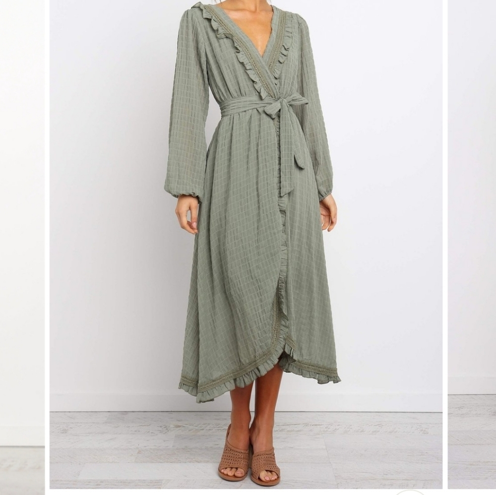 Ruffle and Lace Midi Dress